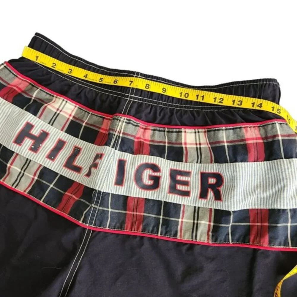 Tommy Hilfiger Mens Big Logo‎ Swimming Trunks Swimwear Red Blue White sz Large